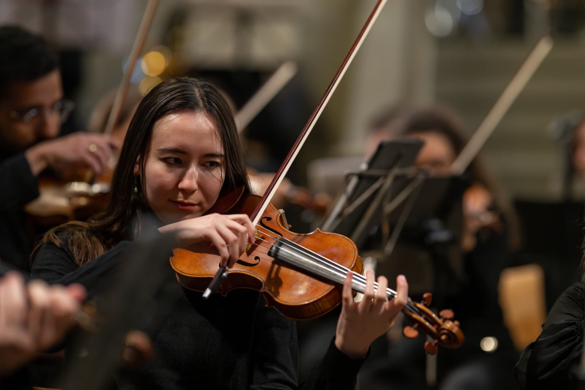 Violinist of the Empyrean Orchestra in concert
